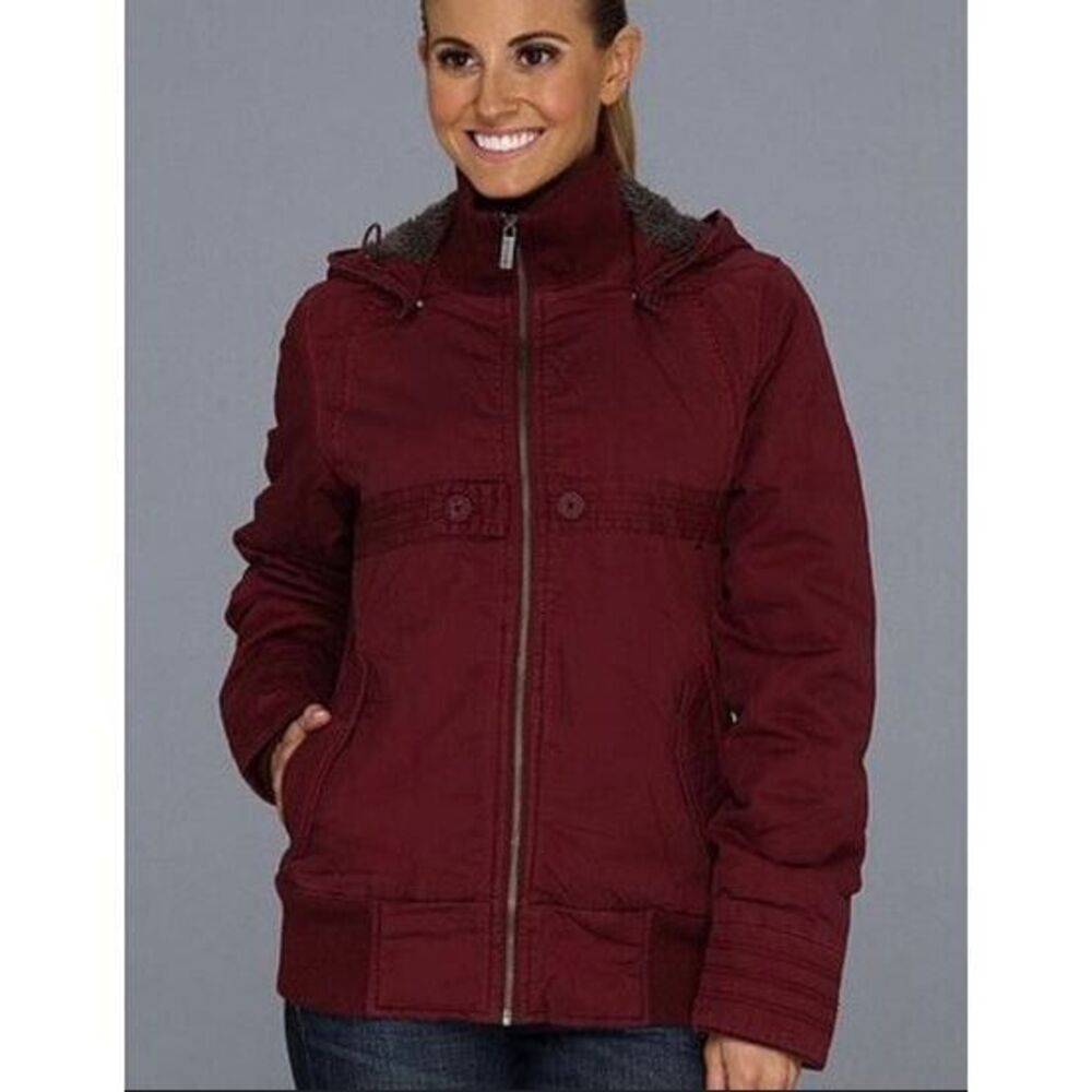 Horny Toad Women's Jacket Red Maroon Sherpa Lined Removable Hood Outdoors Small